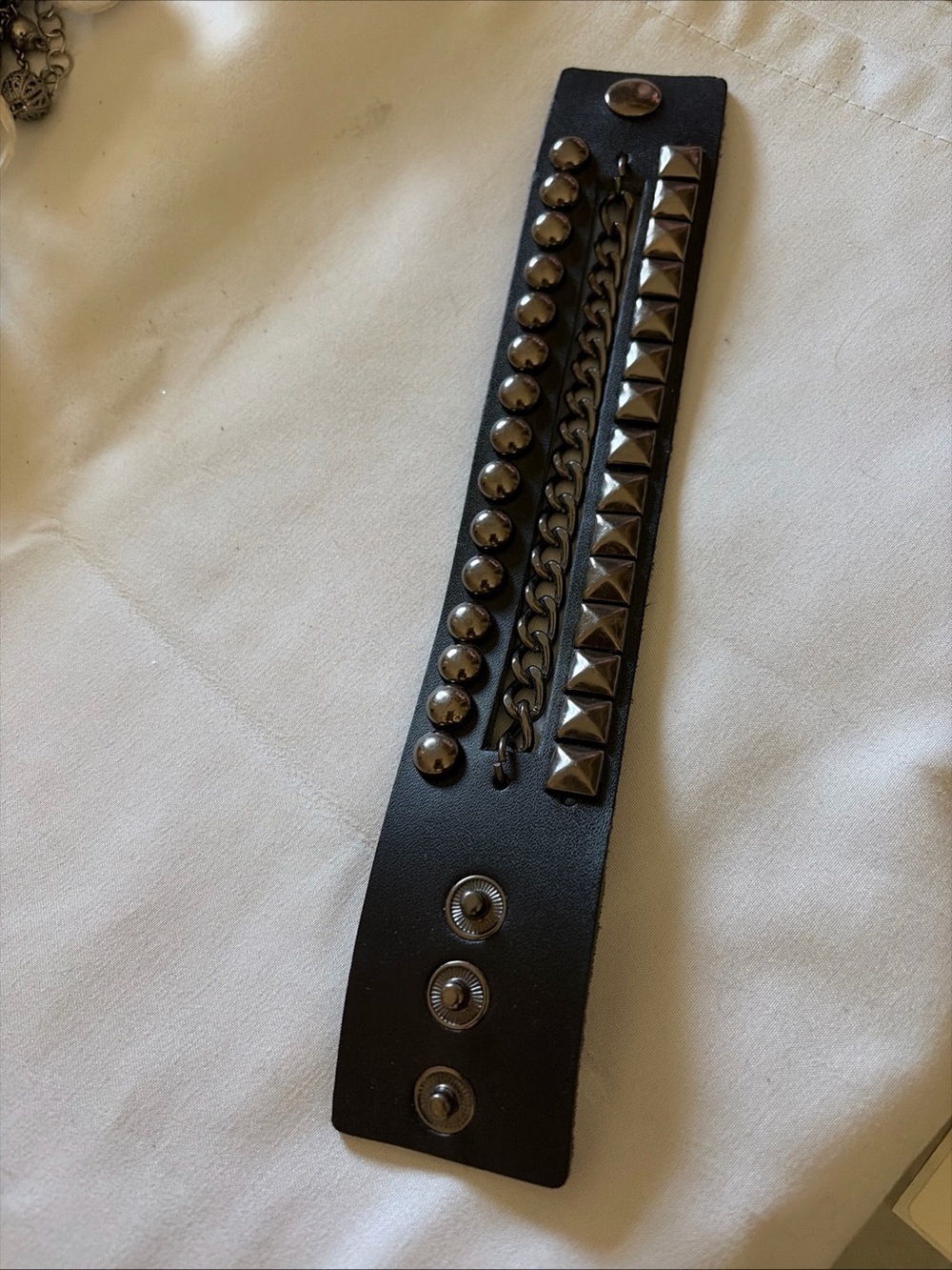 Black Studded Leather Cuff Bracelet - Women's Accessory